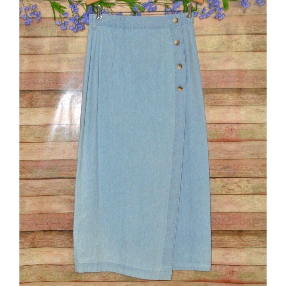 Vintage Gotcha Covered Denim Wrap Skirt Size 6 Made in USA 80s 90s Boho Western